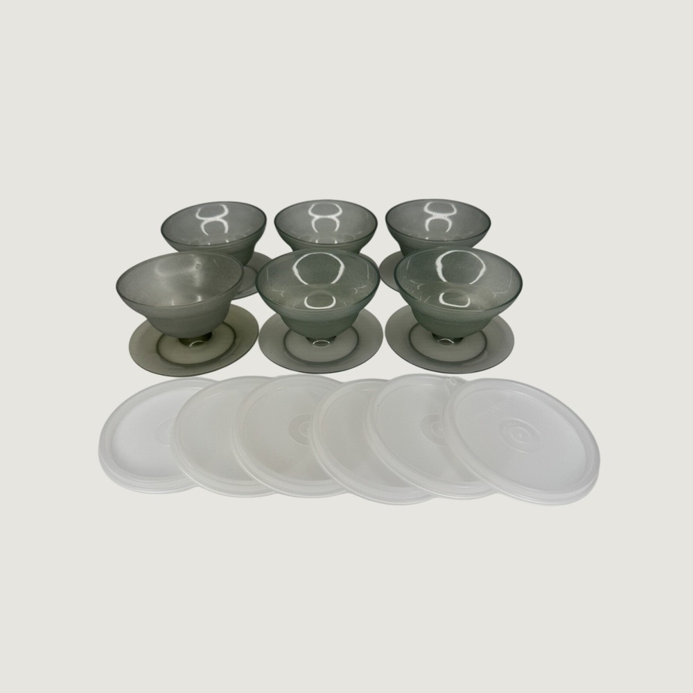 Vintage Tupperware Dessert Pudding Parfait Jello Cups With Lids Set of 5 Gray
